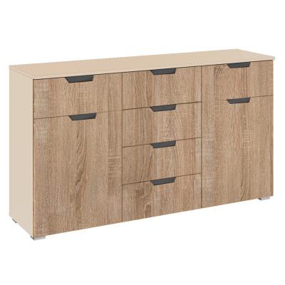 Rauch Aditio 2 Door Medium Sideboard with 6 Drawer - 120cm - Champagne and Sonoma Oak