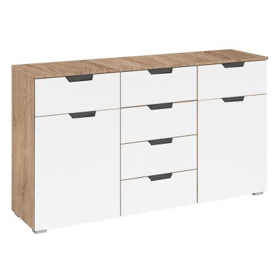 Rauch Aditio 2 Door Medium Sideboard with 6 Drawer - 120cm - Sonoma Oak and Alpine White