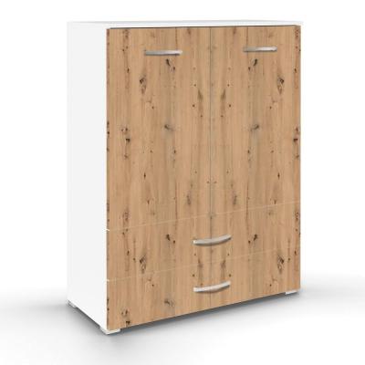 Rauch Aditio 2 Door Cupboard with 2 Bottom Drawer - Alpine White and Artisan Oak