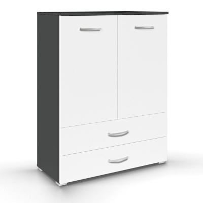 Rauch Aditio 2 Door Cupboard with 2 Bottom Drawer - Metallic Dark Grey and Alpine White