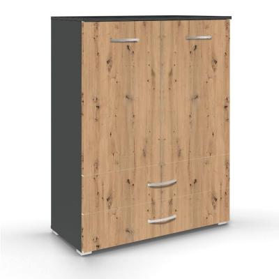 Rauch Aditio 2 Door Cupboard with 2 Bottom Drawer - Metallic Dark Grey and Artisan Oak