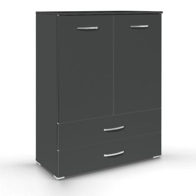 Rauch Aditio 2 Door Cupboard with 2 Bottom Drawer - Metallic Dark Grey