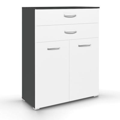 Rauch Aditio 2 Door Cupboard with 2 Top Drawer - Metallic Dark Grey and Alpine White