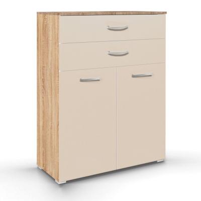 Rauch Aditio 2 Door Cupboard with 2 Top Drawer - Sonoma Oak and Champagne