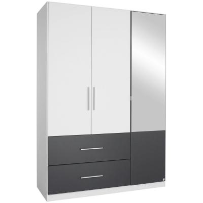 Rauch Alvor 136cm 3 Door Combi Wardrobe - Alpine White and Metallic Dark Grey