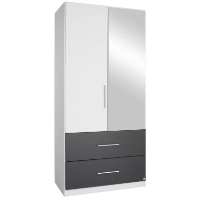 Rauch Alvor 91cm 2 Door Combi Wardrobe - Alpine White and Metallic Dark Grey