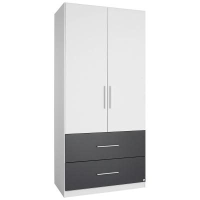 Rauch Alvor 91cm 2 Door Wardrobe - Alpine White and Metallic Dark Grey
