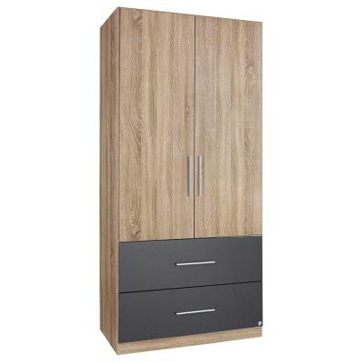 Rauch Alvor 91cm 2 Door Wardrobe - Sonoma Oak and Metallic Dark Grey