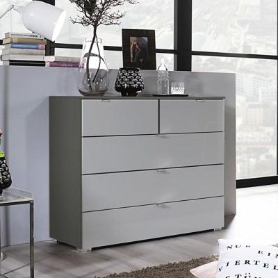 Rauch Erimo 3+2 Drawer Chest - Graphite and Silk Grey Glass