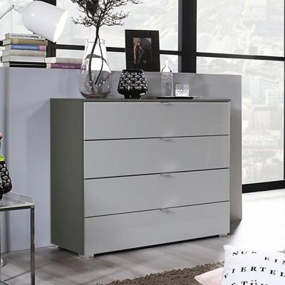 Rauch Erimo 4 Drawer Chest - Graphite and Silk Grey Glass