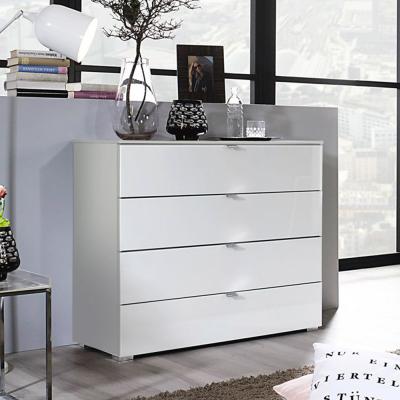 Rauch Erimo 4 Drawer Chest - Silk Grey and Crystal White Glass
