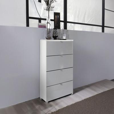 Rauch Erimo 4 Drawer Narrow Chest - Alpine White and Silk Grey Glass
