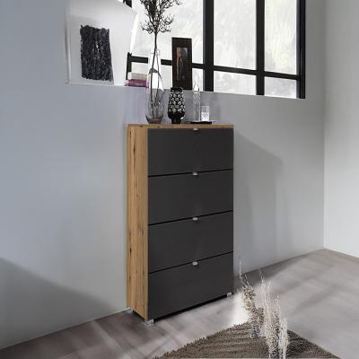Rauch Erimo 4 Drawer Narrow Chest - Artisan Oak and Basalt Glass