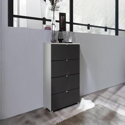 Rauch Erimo 4 Drawer Narrow Chest - Silk Grey and Basalt Glass