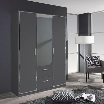 Rauch Marl 136cm 3 Door Combi Wardrobe - Metallic Dark Grey