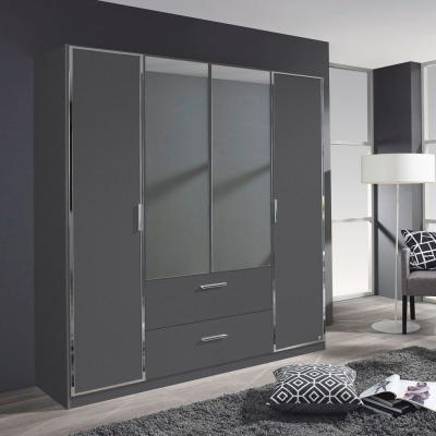 Rauch Marl 181cm 4 Door Combi Wardrobe - Metallic Dark Grey