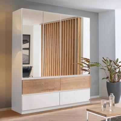 Rauch Winnipeg 181cm 4 Door Wardrobe with Mirror - Alpine White and Halifax Oak