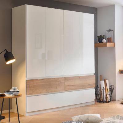 Rauch Winnipeg 181cm 4 Door Wardrobe - Alpine White High Gloss and Halifax Oak