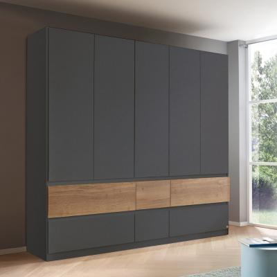 Rauch Winnipeg 226cm 5 Door Wardrobe - Metallic Dark Grey and Halifax Oak