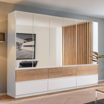 Rauch Winnipeg 271cm 6 Door Wardrobe with Mirror - Alpine White and Halifax Oak