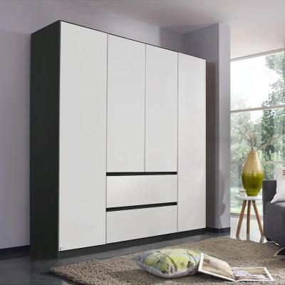 Rauch Mainz 181cm 4 Door Wardrobe with Drawer - Metallic Dark Grey and Alpine White