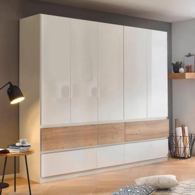Rauch Winnipeg 226cm 5 Door Wardrobe - Alpine White High Gloss and Halifax Oak