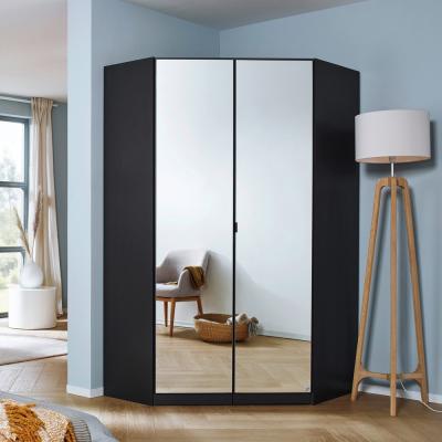 Rauch Ontario 117cm 2 Door Corner Wardrobe with Mirror - Metallic Dark Grey