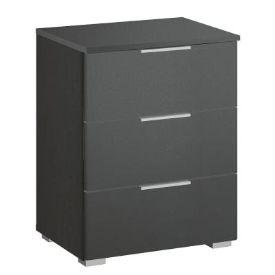 Rauch Alabama 3 Drawer Bedside Cabinet - Metallic Dark Grey