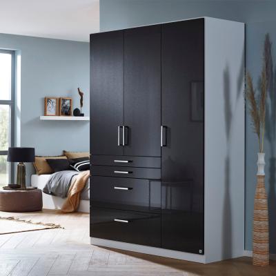 Rauch Homburg 136cm 3 Door Wardrobe with Drawer - Alpine White and High Gloss Grey