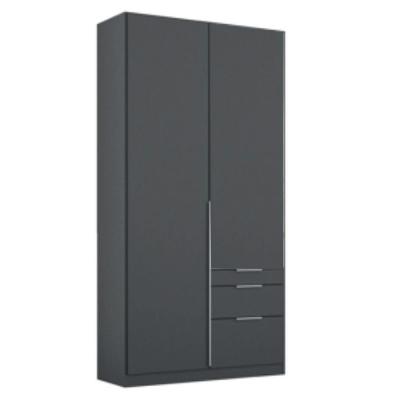 Alabama Wardrobe - 91cm - 2 Door - 3 Drawer - Metallic Dark Grey