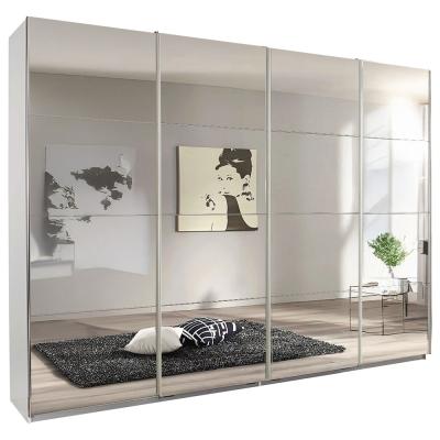Rauch Syncrono 271cm 4 Door Sliding Mirrored Wardrobe - Alpine White