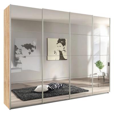 Rauch Syncrono 271cm 4 Door Sliding Mirrored Wardrobe - Sonoma Oak