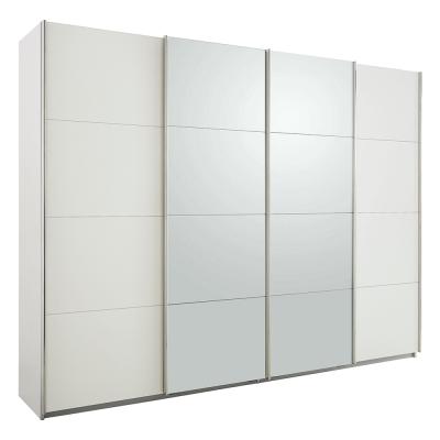 Rauch Syncrono 271cm 4 Door Sliding Wardrobe - Alpine White and Silk Grey