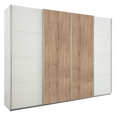 Rauch Syncrono 271cm 4 Door Sliding Wardrobe - Alpine White and Sonoma Oak