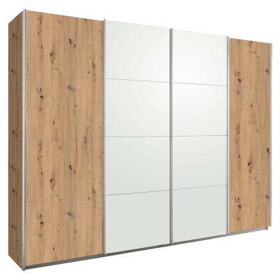 Rauch Syncrono 271cm 4 Door Sliding Wardrobe - Artisan Oak and Alpine White