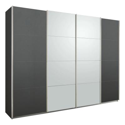 Rauch Syncrono 271cm 4 Door Sliding Wardrobe - Metallic Dark Grey and Silk Grey