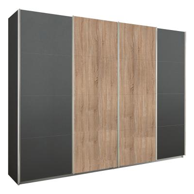 Rauch Syncrono 271cm 4 Door Sliding Wardrobe - Metallic Dark Grey and Sonoma Oak