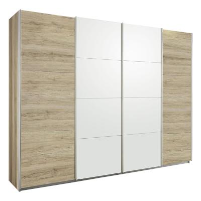 Rauch Syncrono 271cm 4 Door Sliding Wardrobe - Sanremo Oak Light and Alpine White