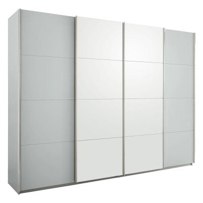 Rauch Syncrono 271cm 4 Door Sliding Wardrobe - Silk Grey and Alpine White