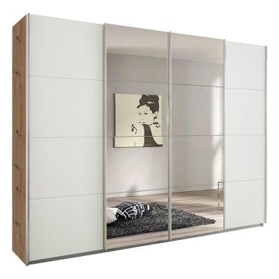 Rauch Syncrono 271cm 4 Door Sliding Wardrobe with Mirror - Artisan Oak and Alpine White