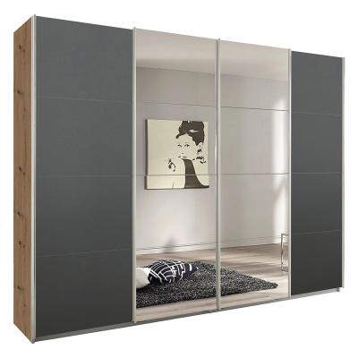 Rauch Syncrono 271cm 4 Door Sliding Wardrobe with Mirror - Artisan Oak and Metallic Dark Grey