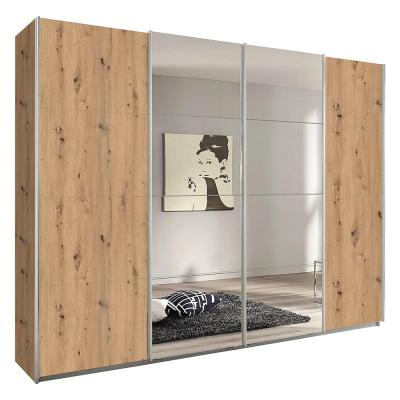 Rauch Syncrono 271cm 4 Door Sliding Wardrobe with Mirror - Artisan Oak