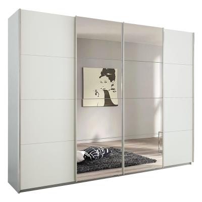 Rauch Syncrono 271cm 4 Door Sliding Wardrobe with Mirror - Silk Grey and Alpine White