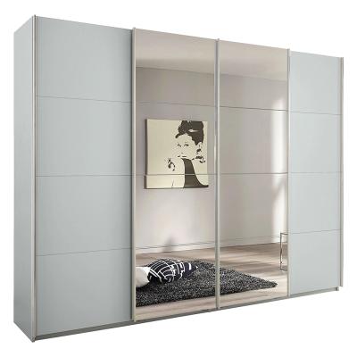 Rauch Syncrono 271cm 4 Door Sliding Wardrobe with Mirror - Silk Grey