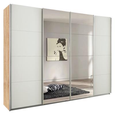 Rauch Syncrono 271cm 4 Door Sliding Wardrobe with Mirror - Sonoma Oak and Alpine White