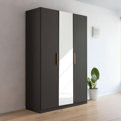 Rauch Skandi 136cm 3 Door Wardrobe with Mirror - Metallic Dark Grey