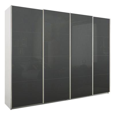Rauch Syncrono 271cm 4 Door Glass Sliding Wardrobe - Alpine White and Basalt