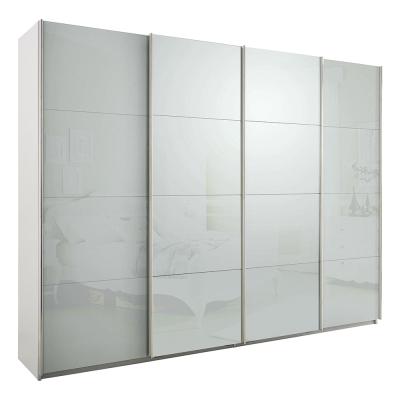 Rauch Syncrono 271cm 4 Door Glass Sliding Wardrobe - Alpine White and Silk Grey