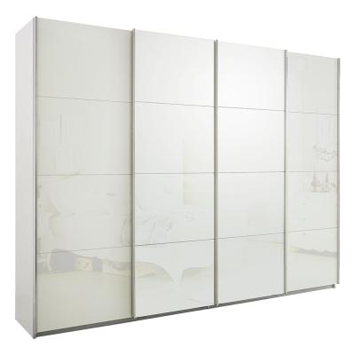 Rauch Syncrono 271cm 4 Door Glass Sliding Wardrobe - Alpine White and White
