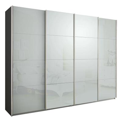 Rauch Syncrono 271cm 4 Door Glass Sliding Wardrobe - Metallic Dark Grey and Silk Grey